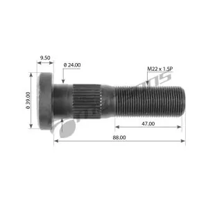 Μπουλόνι Meritor M22x1.5P Μήκος 81mm Κεφαλή Ø37 Σώμα: Ø23