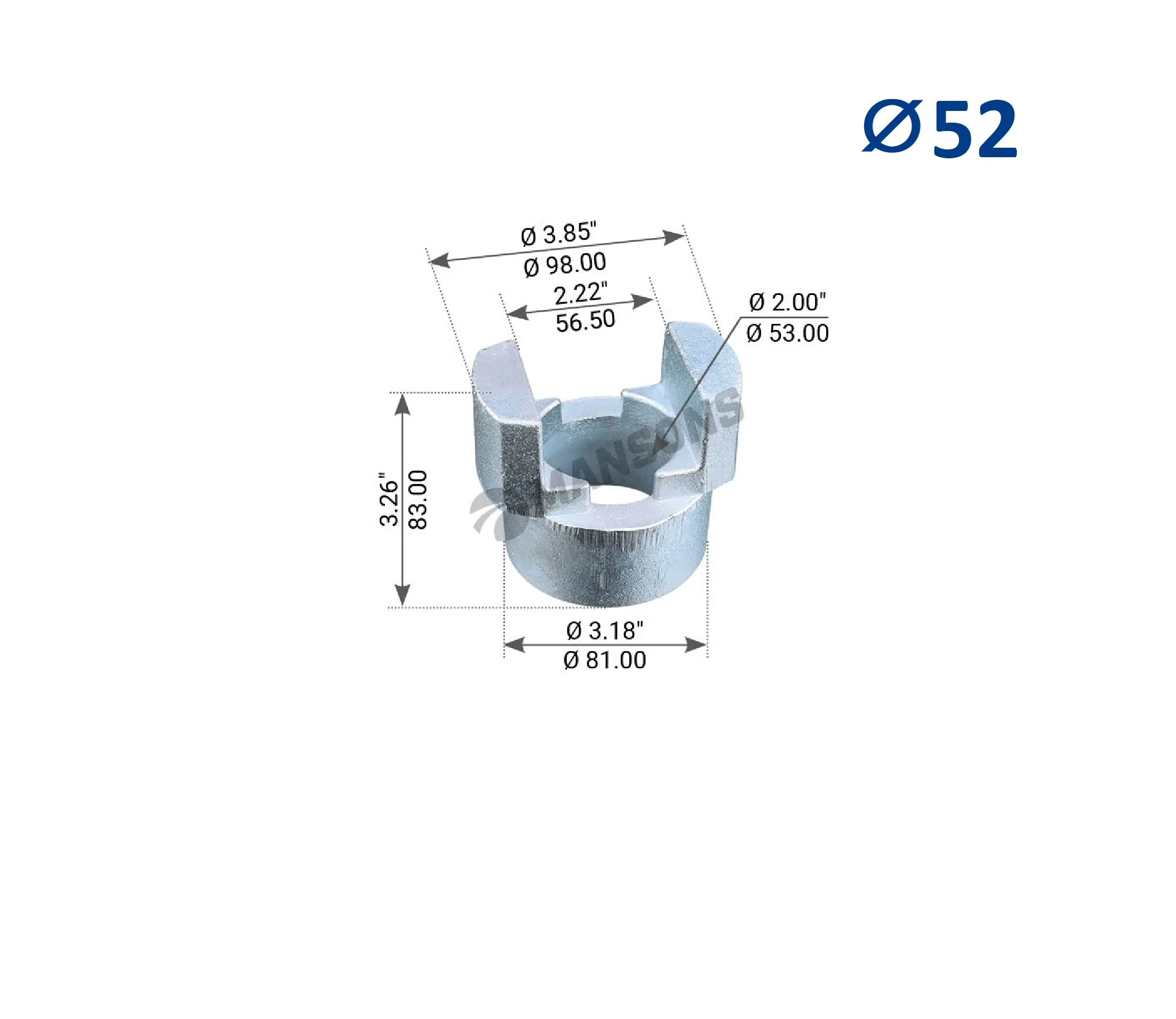 MANSONS ΕΔΡΑΝΟ ΣΤΗΡΙΞΗΣ ΒΙΔΑΣ CONTAINER 52mm