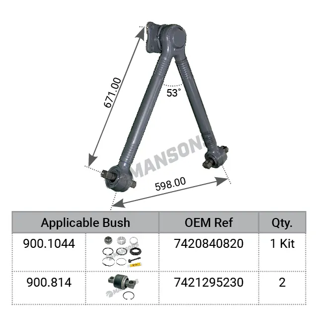 MANSONS ΤΡΙΓΩΝΟ ΔΙΑΦΟΡΙΚΟΥ VOLVO FH, FM, RENAULT