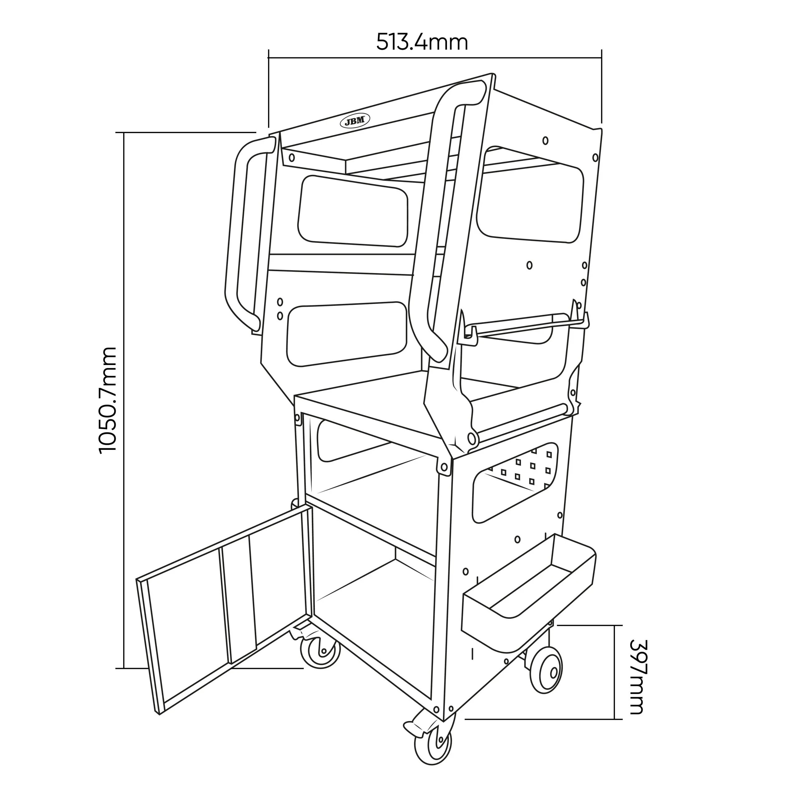 JBM ΚΑΡΟΤΣΙ ΜΕΤΑΦΟΡΑΣ ΓΙΑ ΔΙΑΓΝΩΣΤΙΚΟ & LAPTOP - Image 6