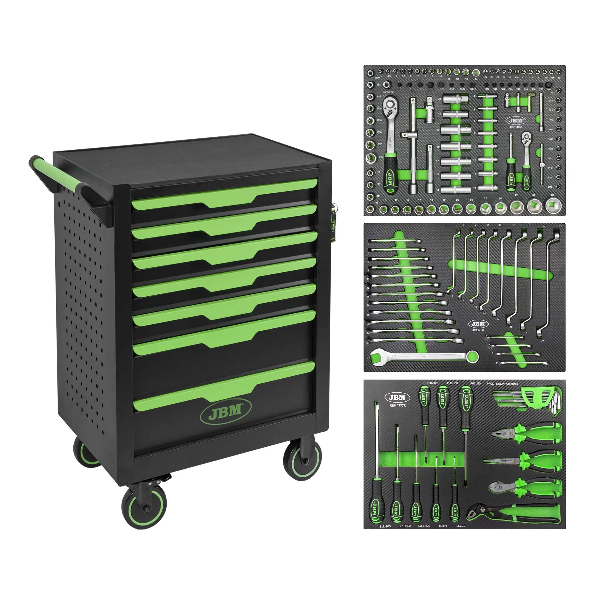 JBM ΕΡΓΑΛΕΙΟΦΟΡΟΣ ΤΡΟΧΗΛΑΤΟΣ ΜΕ 7 ΣΥΡΤΑΡΙΑ + 3 ΣΕΤ ΕΡΓΑΛΕΙΩΝ ΣΕ ΑΦΡΩΔΗ  (κωδ. 54834)