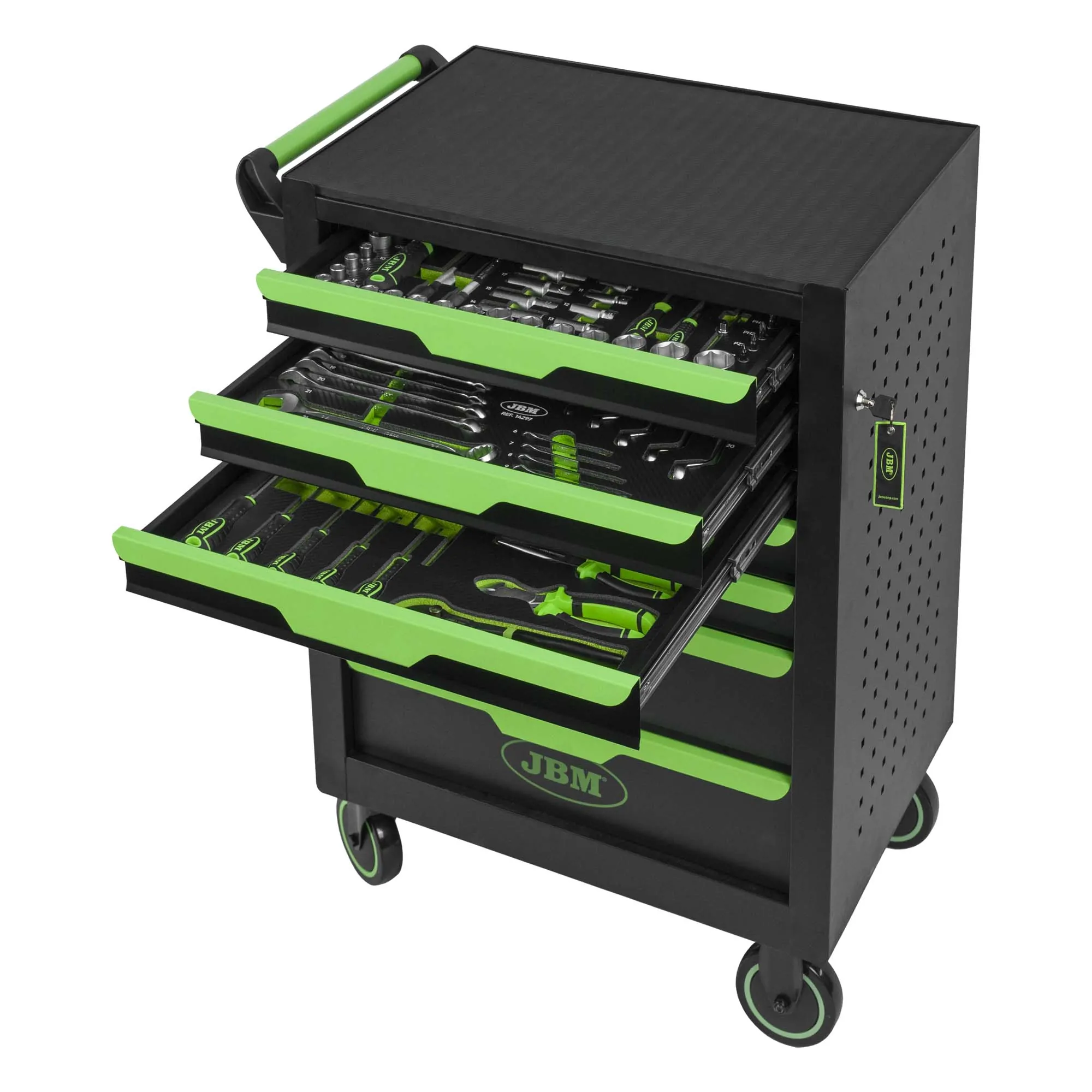 JBM ΕΡΓΑΛΕΙΟΦΟΡΟΣ ΤΡΟΧΗΛΑΤΟΣ ΜΕ 7 ΣΥΡΤΑΡΙΑ + 3 ΣΕΤ ΕΡΓΑΛΕΙΩΝ ΣΕ ΑΦΡΩΔΗ  (κωδ. 54834) - Image 2